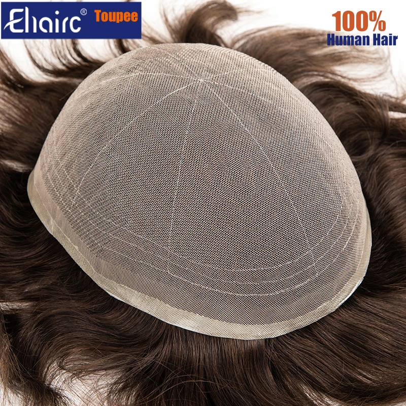 

New Full Lace Men Toupee French Lace Base Human Hair Systems Men's Wig Breathable Male Capillary Prothesis Natural Wig For Men