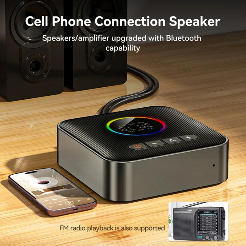 3-In-1 Bluetooth 5.4 เครื่องส่งสัญญาณFM Modulatorเครื่องส่งสัญญาณ 3.5 มม.AUX Type-C Multi-Pointอินเทอร์เฟซเพลงHifi