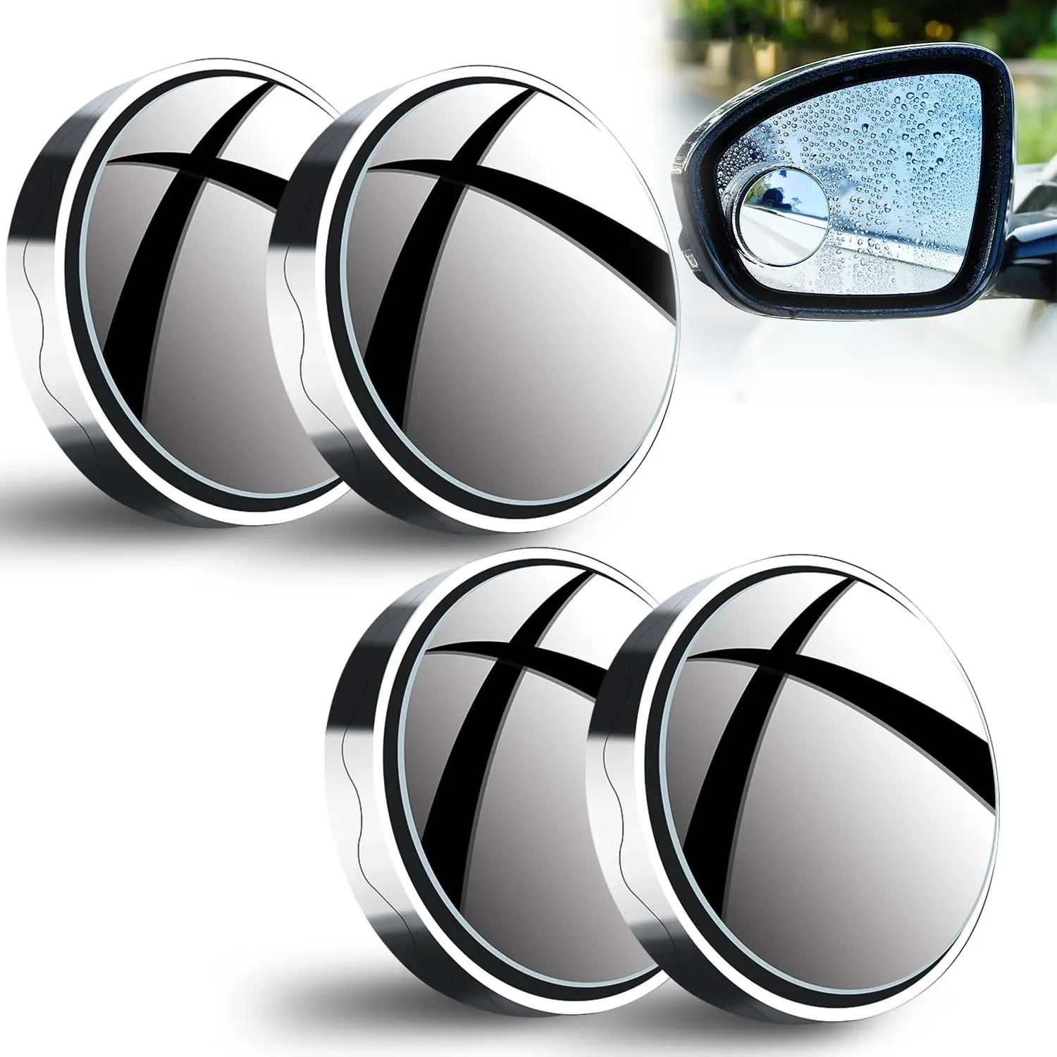 2pc Blind Spot Mirror 360° Suction Cup Car Convex Wide Angle Side Rear View Mirror Reversing Auxiliary Mirror for Cars SUV Truck