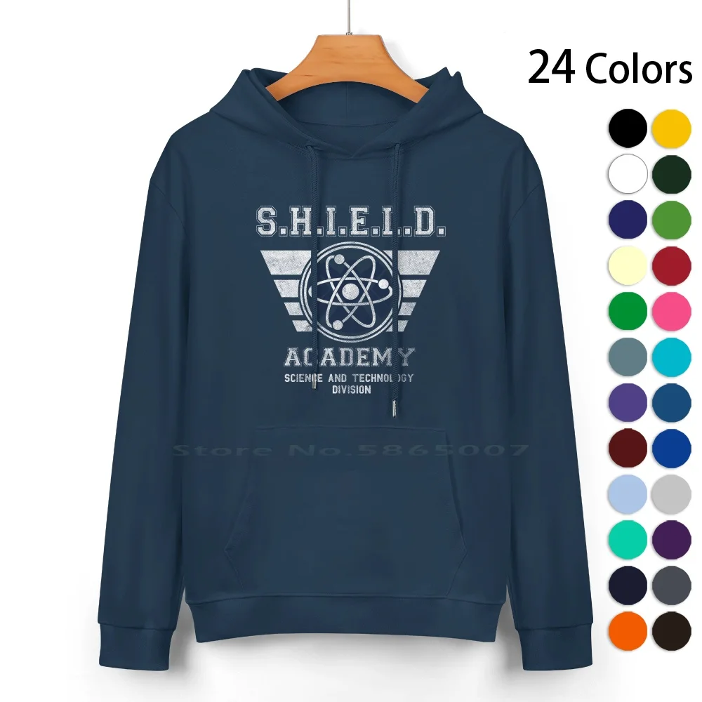 Shield Academy Pure Cotton Hoodie Sweater 24 Colors College University Shield Coulson 100% Cotton Hooded Sweatshirt For Women