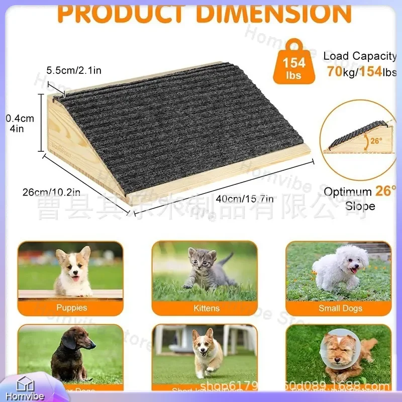 Solid Wood Pet Stairs Dog Ramp for Small Dogs Cats Low Angle Step Ladder Wooden Indoor Furniture Bed Sofa Accessory
