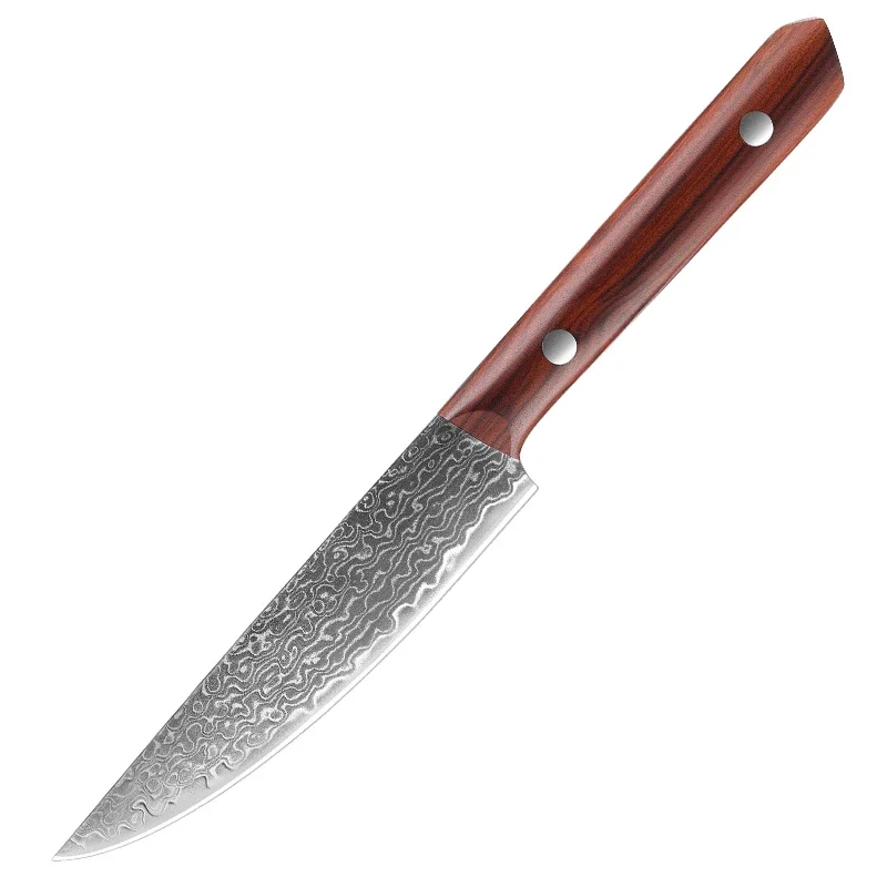 NONE Schälmesser 5,5 Zoll Damaskus VG-10 Stahlkern, ultrascharfes Damaskus-Allzweckmesser Steakmesser, Full Tang Pro Schälmesser 4
