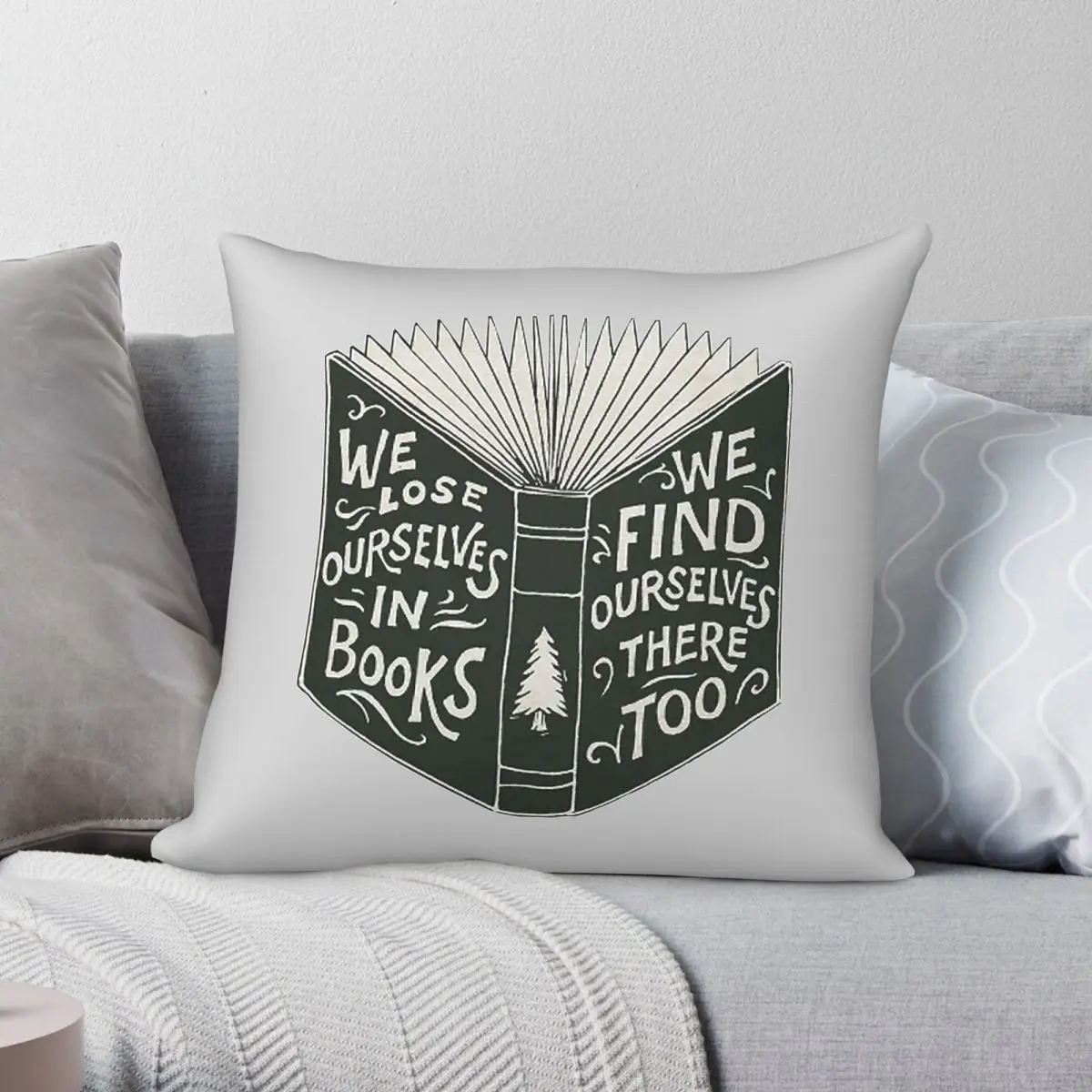 We Lose Ourselves In Books Square Pillowcase Polyester Linen Velvet Pattern Zip Decor Home Cushion Cover