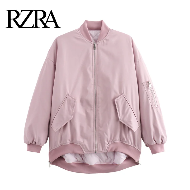 RZRA original 2024 winter new women's clothing multi-color commuting warm loose flight cotton jacket pleated effect