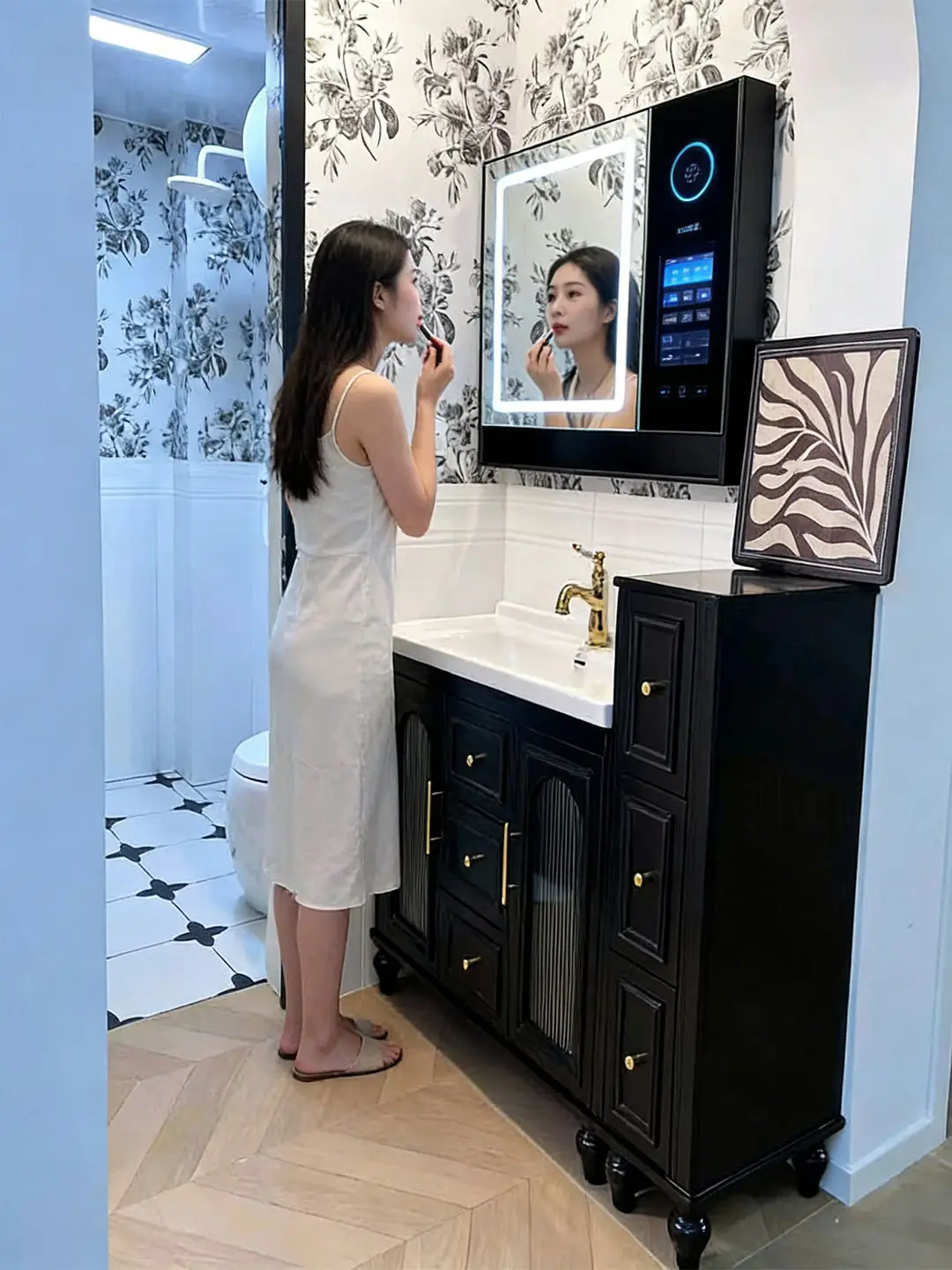 DSA medieval style floor-to-ceiling bathroom cabinet combined bathroom integrated basin washbasin bathroom cabinet