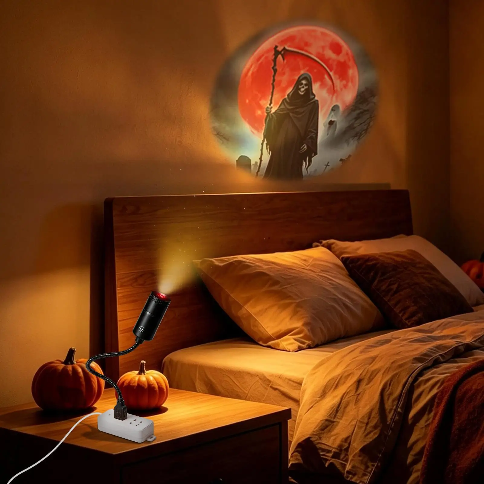 Halloween Scary Projector 6-Pattern Rotatable Photography Projection Lamp festival Decoration Projector for Photography  Haunted