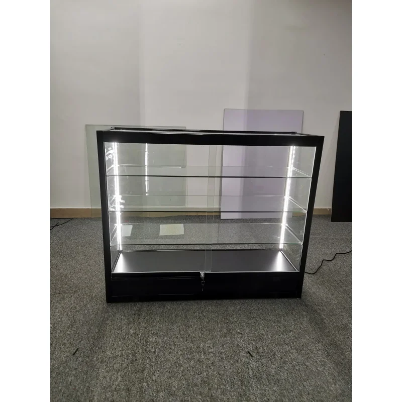 Custom, Rook Shop Afsluitbare Gehard Glas Display Aluminium Show Displays Met Led Verlichting Voor Rook Winkel