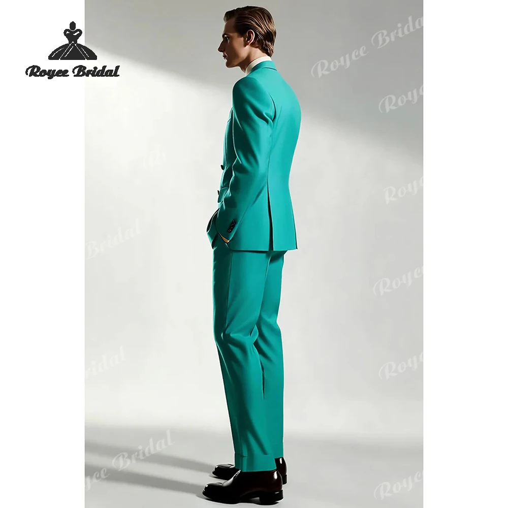 Abito da uomo in due pezzi turchese con un bottone Matrimonio 2026 Abito da sera formale con risvolto a punta Abiti personalizzati para hombre