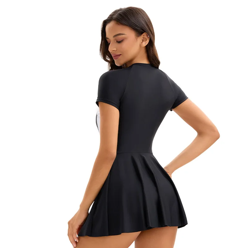 2026 جديد المرقعة سستة قطعة واحدة ملابس السباحة للنساء حجم كبير ملابس السباحة ثوب السباحة تنورة لباس سباحة للنساء الاستحمام #2