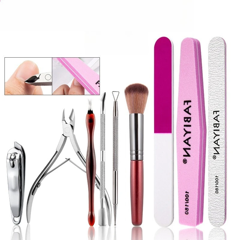 อุปกรณ์เล็บ Cuticle Pusher เล็บ Remover Dead Skin กรรไกรเล็บฟองน้ํา Toe Separators เล็บจํานวนมาก