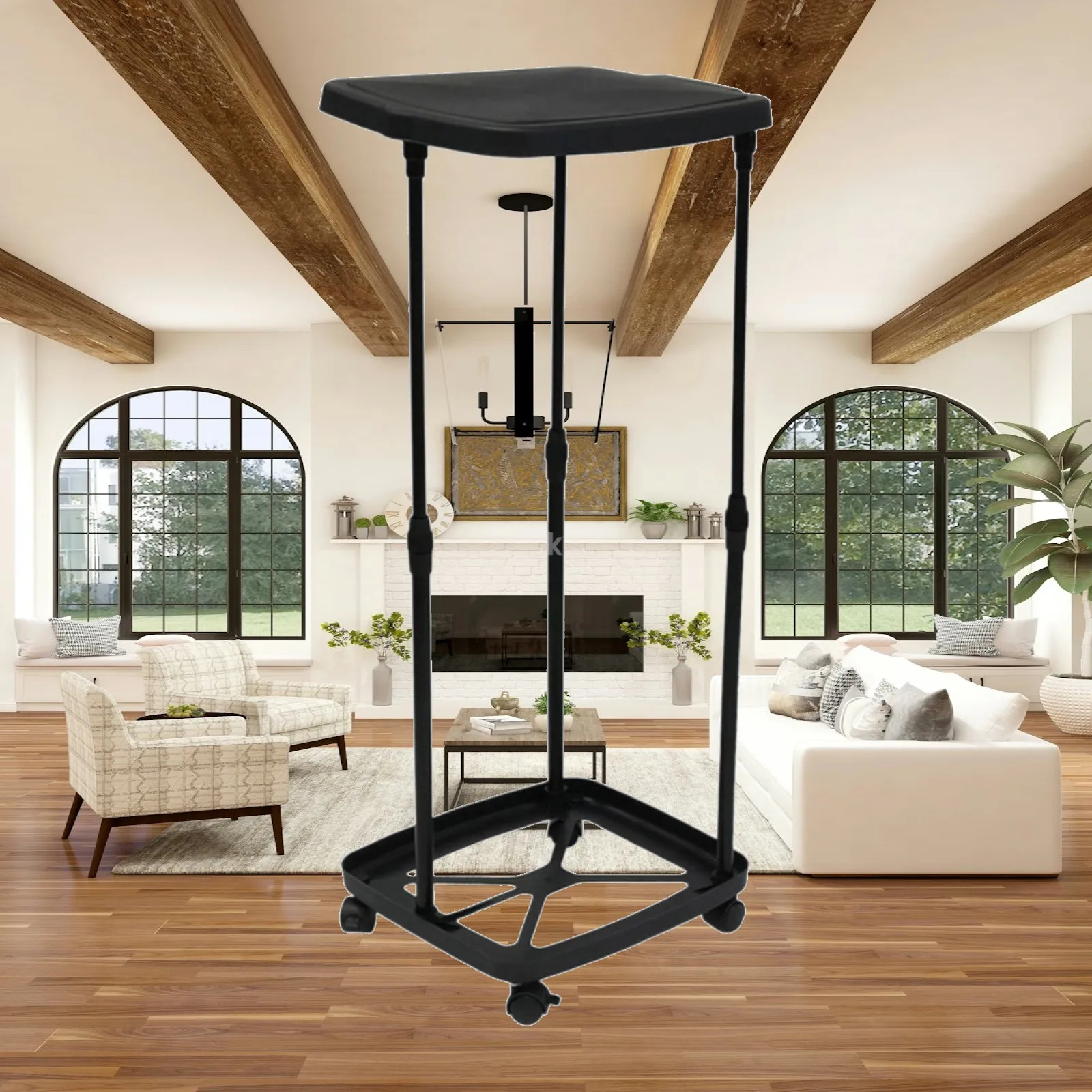 Mobile Garbage Bag Holder Rack Outdoor Trash Stand Adjustable Height for Recycling Waste Bin