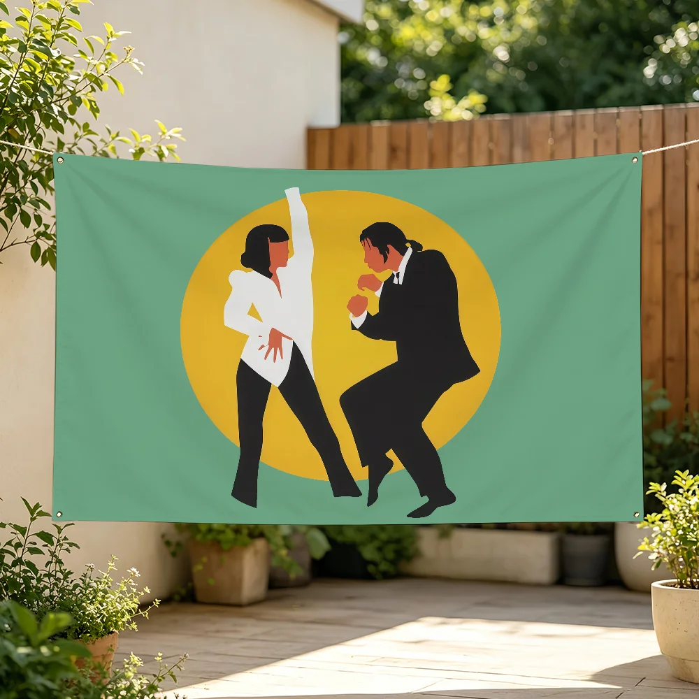 TV P-Pulp F-Fiction Flag Tapestries Halloween For Classroom Dormitory Camping Picnic Party Cheering Home Indoor Outdoor Decor