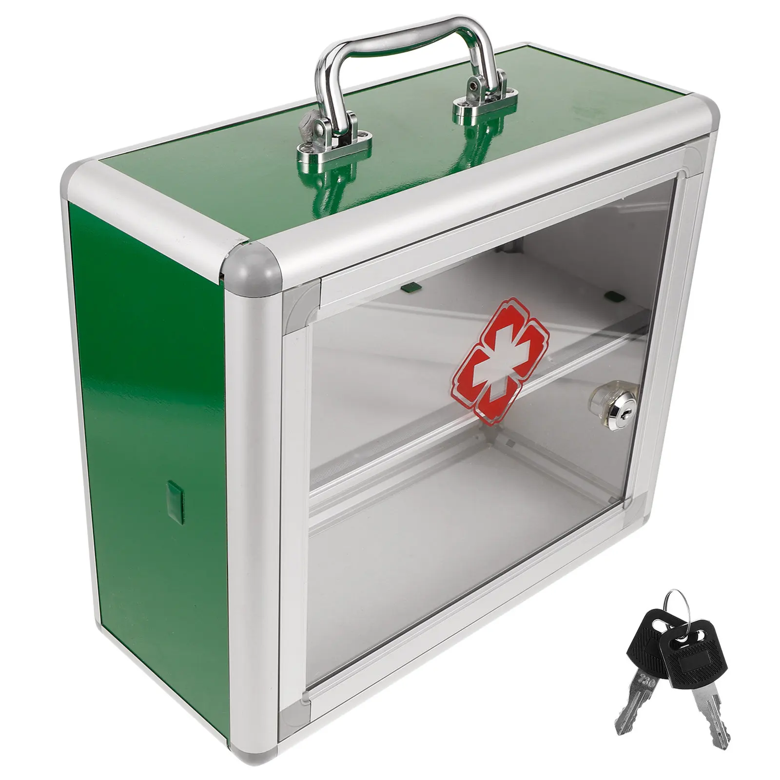 Wall Mount First Aid Box Large Capacity Medicine Cabinet Transparent Door Panel Emergency Storage Household Office Car Use