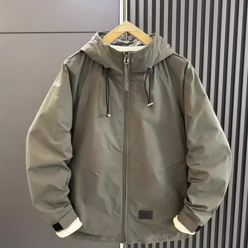 

Casual Hooded Jaet Men's Outdoor Windproof Polyester Fiber Long Sve Regular Fit Youth Sle Autumn Winter Large Size Coat