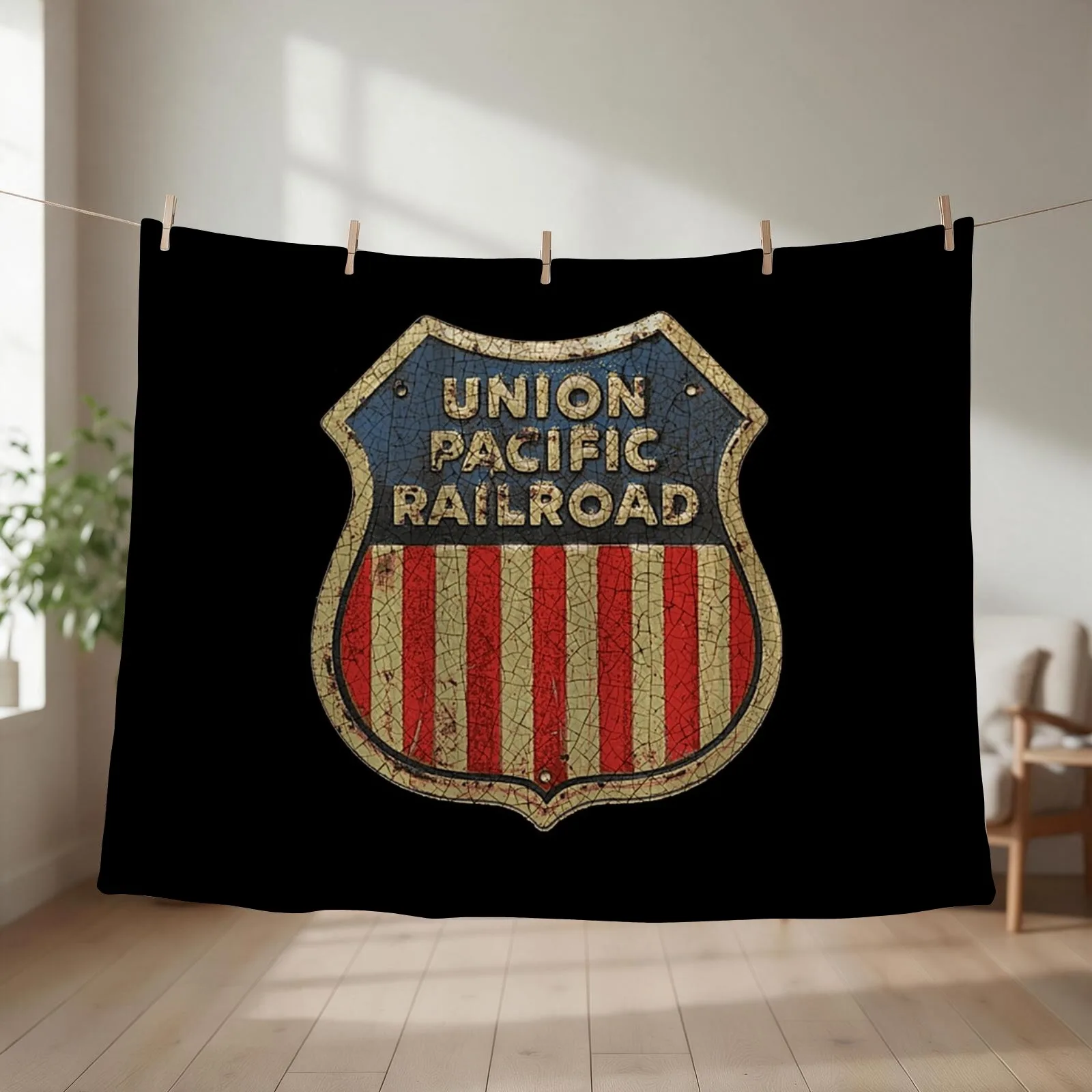 Union Pacific Railroad Throw Blanket couch cozy soft plush fuzzy picnic outdoor blanket