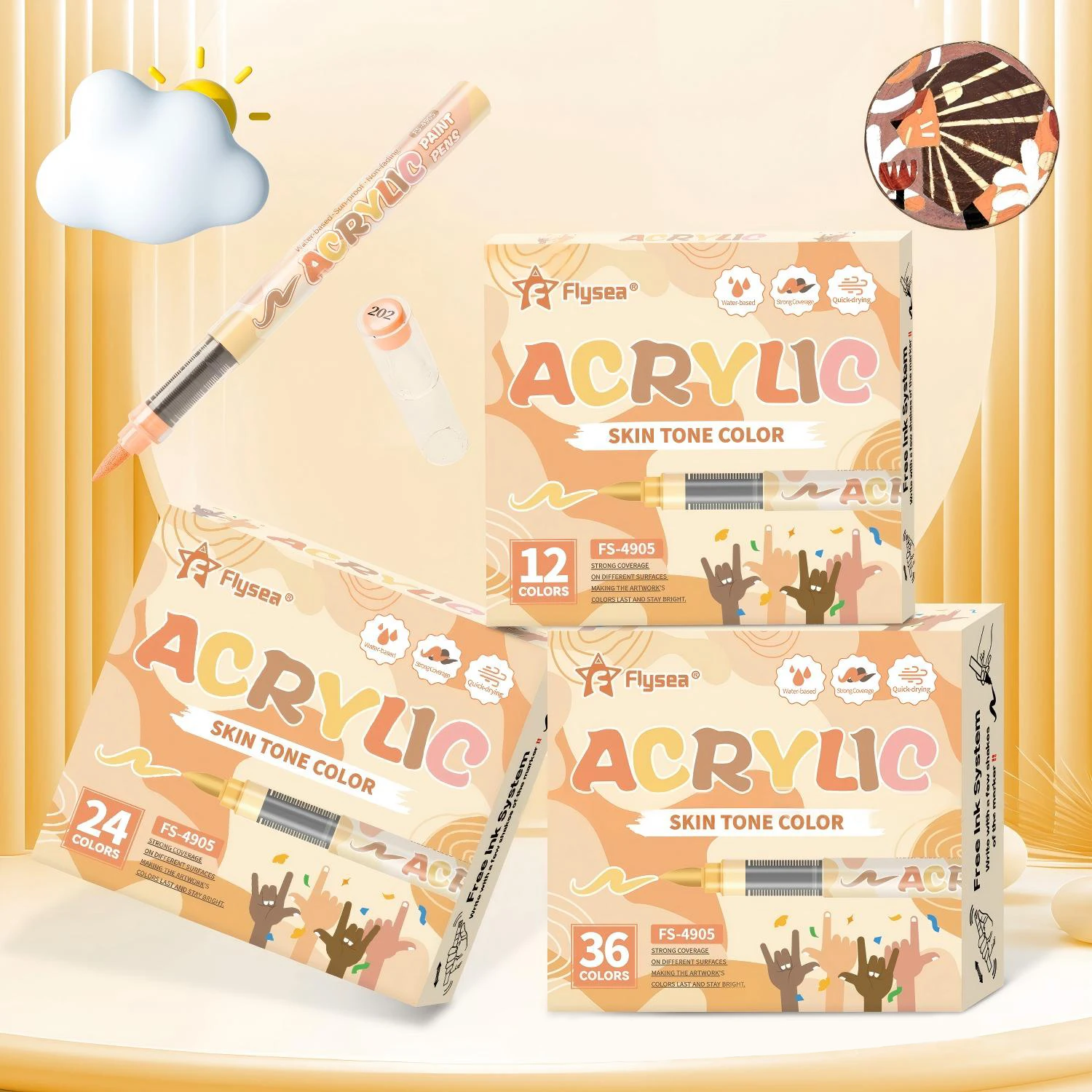 

Skin Colors Acrylic Markers Set Flexible Brush Tip Markers for Wood Rock Canvas Glass Stone Graffiti and DIY Crafts Art Supplies