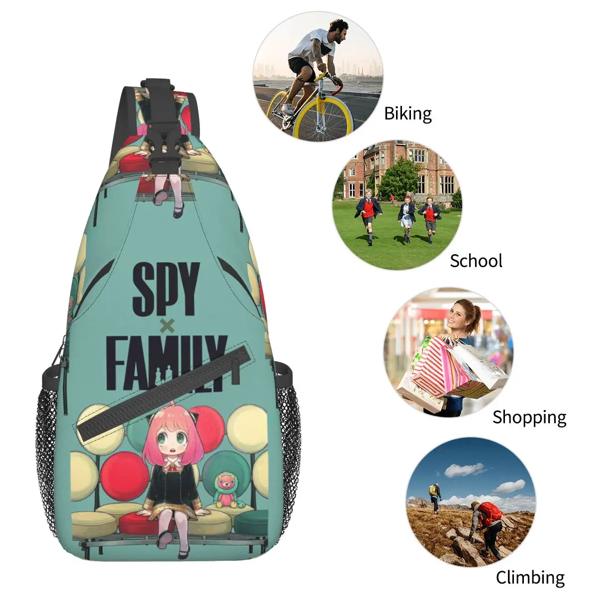 Spion x Familie Anime Anya Cross body Schulter taschen coole Brusttasche niedlichen kawaii Schulter rucksack Tages rucksack Wandern Reise Reisetasche