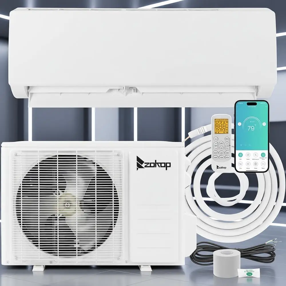 Мини-сплит-инвертор переменного тока 12 000 БТЕ 19 SEER, энергосберегающая система 115 В, управление Wi-Fi, кувшины 750 кв. футов