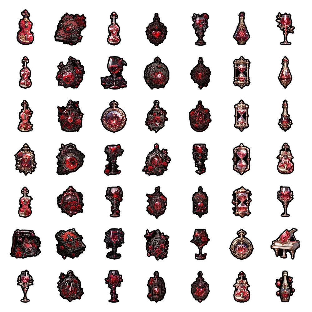 10/30/60pcs Ins Stile Del Fumetto di Cristallo Rosso Adesivi Estetica Gotico Graffiti Decalcomanie Valigia Notebook Telefono Fresco adesivo Imballaggio