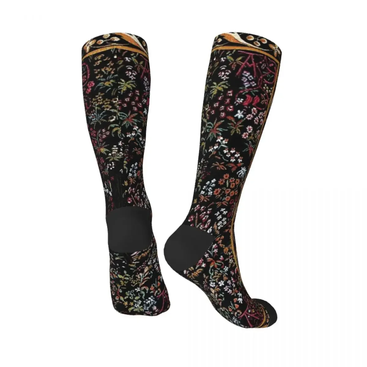 The Unicorn in Captivity Black Floral Tapestry Socks cute new in's floral Socks Man Women's