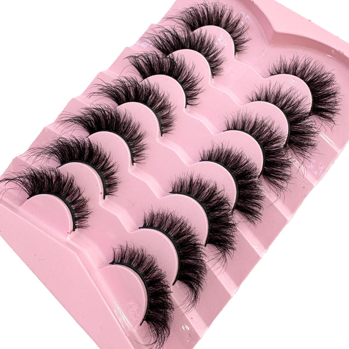 AMSDCN 7 pares de pestañas postizas de imitación de visón aspecto Natural esponjoso volumen fino zorro/ojo de gato extensión de pestañas postizas gruesas cruzadas