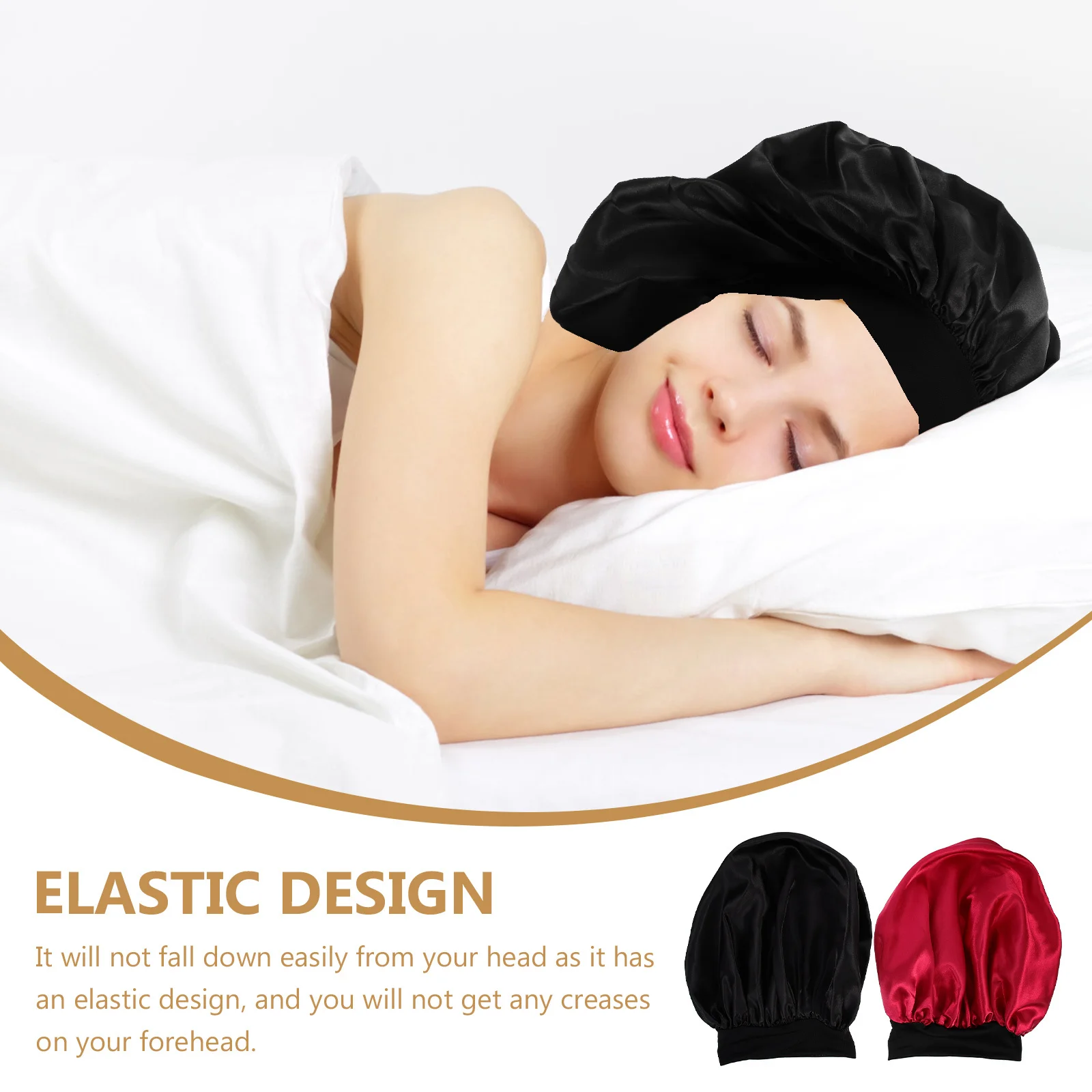 

2Pcs Women Sleep Hat Wide Rim Bonnet for Hair Loss Protection Soft Durable Elastic Design Multi-Functional Use