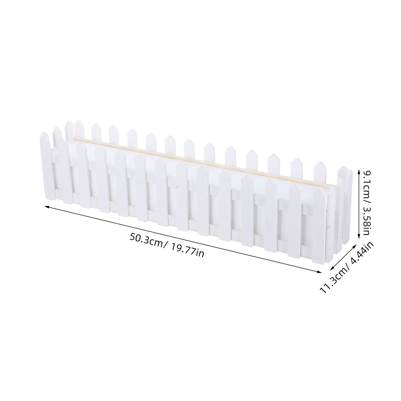 Rustic Wooden Picket Fence Rectangle Planter Box with Foam Insert for Artificial Flowers Plants Decorative Window Shelf Garden view 6