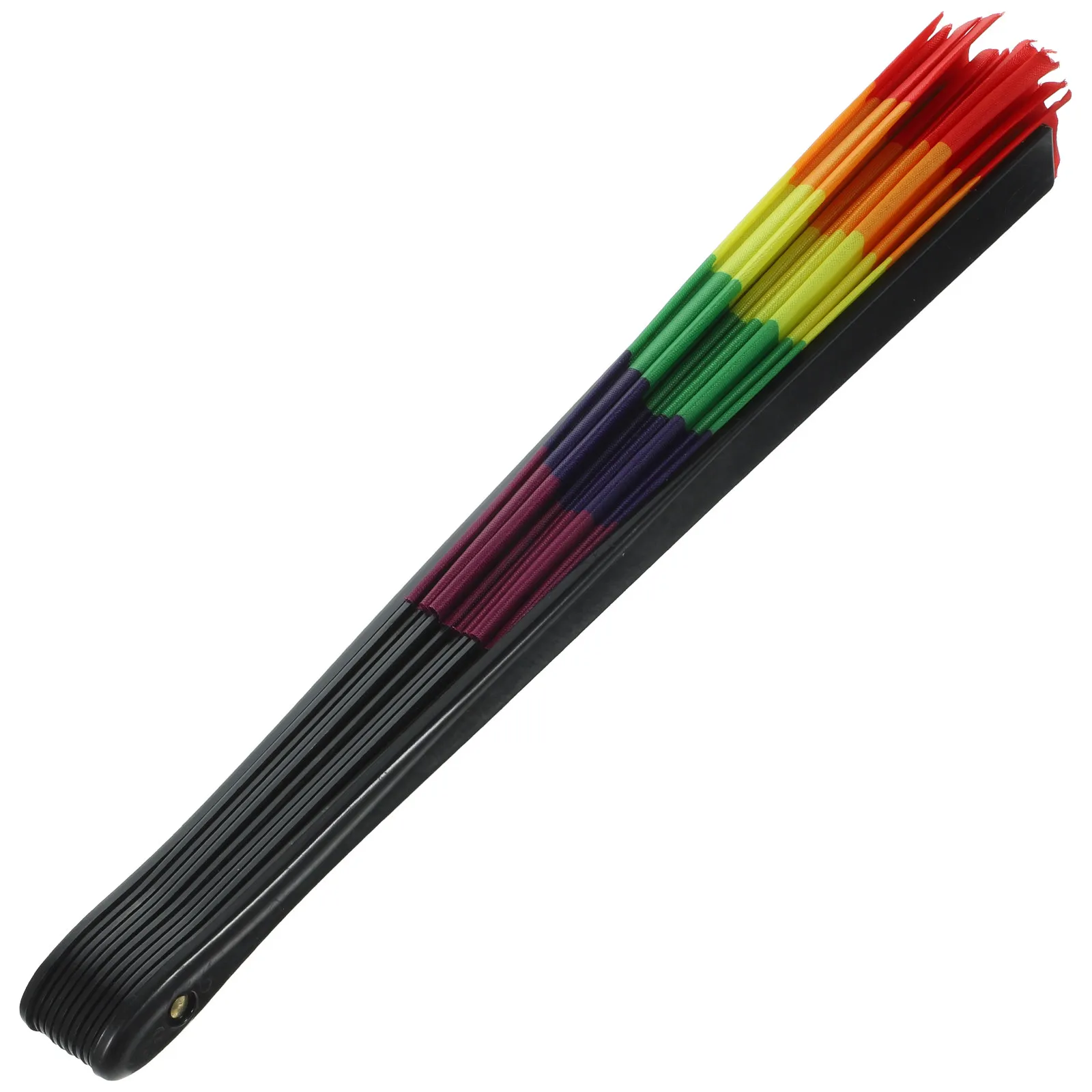 

Colorful Folding Hand Fan Rainbow Design Plastic Dance Fan for Stage Performances Wedding Church Carnival Cosplay Photo Props