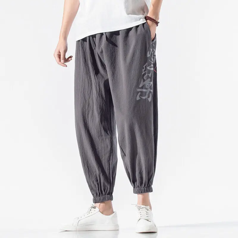 

New Oversized Men Harem Pants Loose Chinese Style Cotton and Linen Sweatpants Joggers High Quality Casual Trousers Men