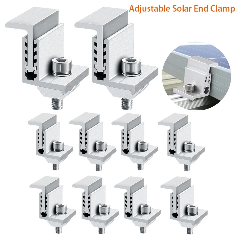 

Solar Panel Mounting Z Bracket Adjustable End Clamp Solar Mounting Aluminum Rail End Clamps for Solar Panel PV Mounting System