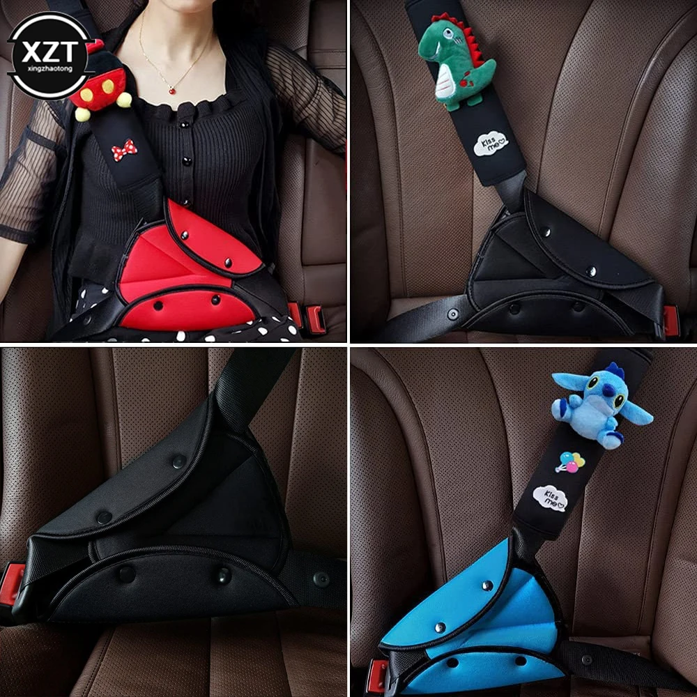 Car Safe Seat Belt Cover Soft Adjustable Children Safety Belt Fixer Triangle Anti-ledge For Child Neck Protection Belt Accessory