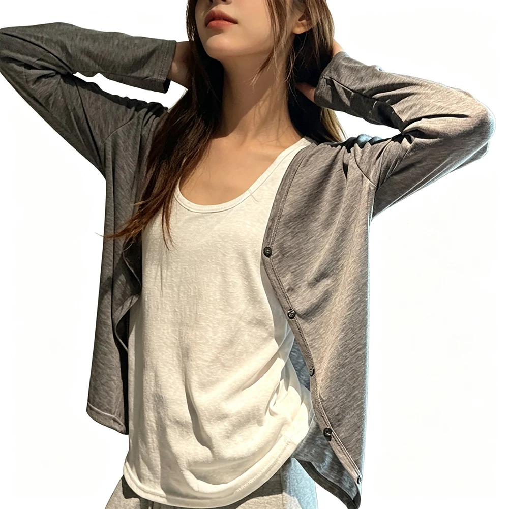 Fashion Outerwear Women Knit Coat Polyester Fabric Medium Elasticity Open Front Design Knitted Texture Casual Style