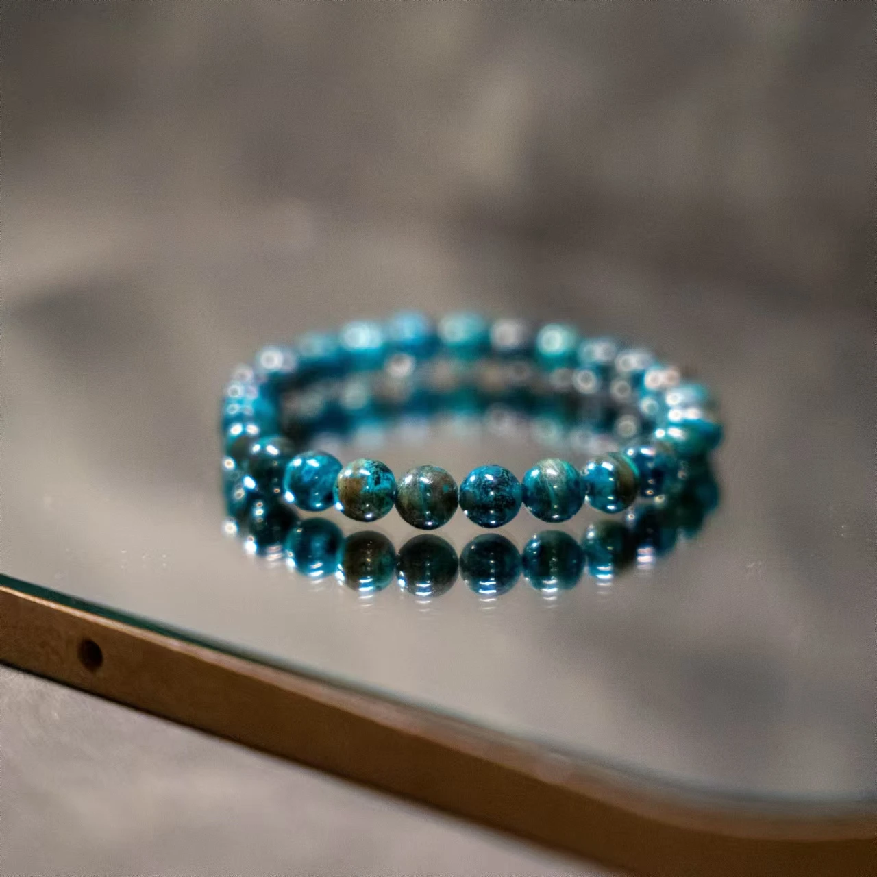 Chrysocolla Bracelet Round Stretch Original Design Embrace Resilience and Transformation