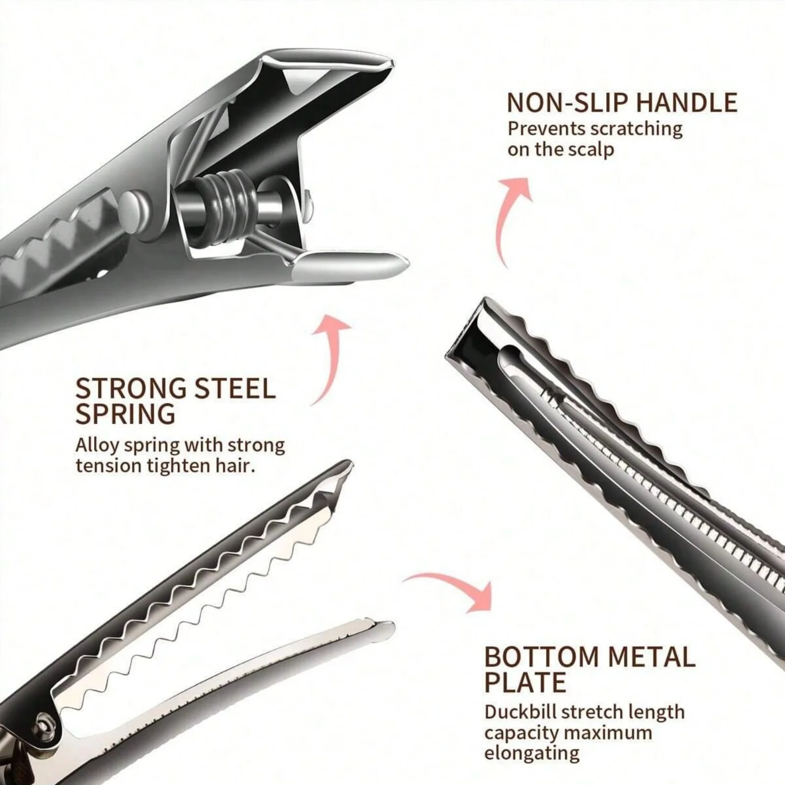 10-50PCS Alligator Clips, Metal Single-Prong Silver Alligator Clips (Suitable for Bow-Making Crafts), Applicable for Daily Hair image 3