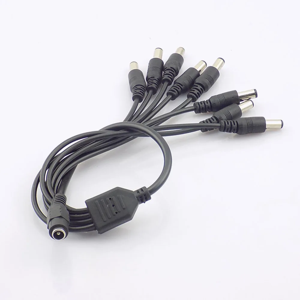 5.5mm*2.1mm 1 Female to 8 Male DC Power jack Adapter 8 way Splitter Plug Connector Cable Supply for CCTV Camera led strip E2