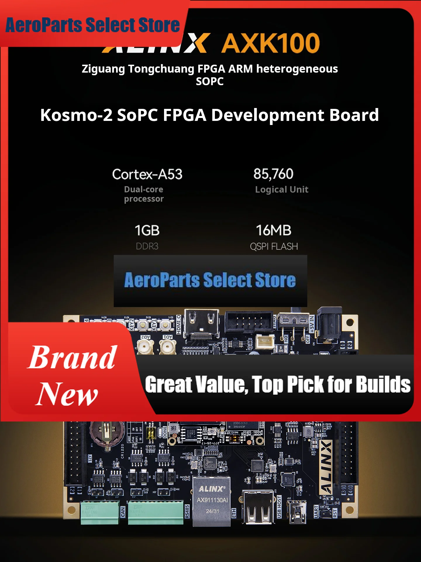 AeroPartsAlinx AXK100 Black Gold FPGA Development Board Unigroup Logos Kosmo2 PG2K100 ARM FPGA SoC | High-Performance Design