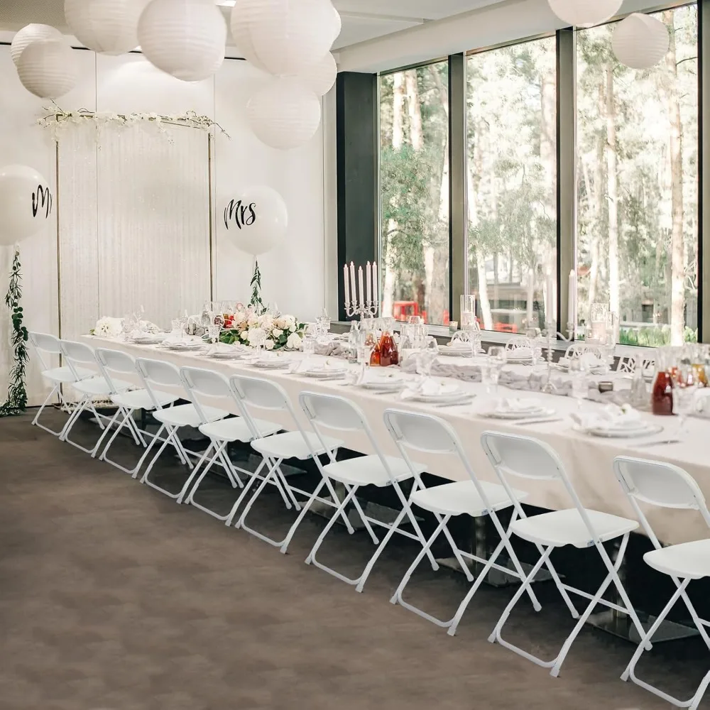 10 عبوات من كراسي الحفلات البلاستيكية البيضاء القابلة للطي، كراسي مناسبات تجارية خفيفة الوزن لمكتب الزفاف والكنيسة المدرسية، 350 رطلًا #1