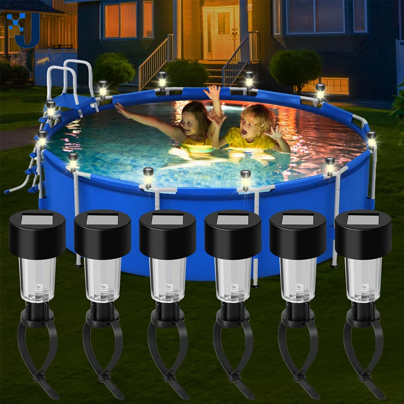 

Солнечные лампы, водонепроницаемая светодиодная рамка на земле для бассейна, освещение для забора над землей, декоративные аксессуары для улицы