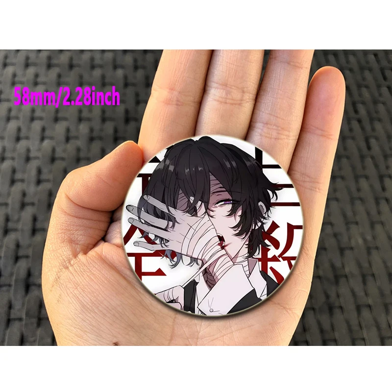 32/44/58mm osamu dazai pino broche artesanal para roupas dos desenhos animados cosplay crachá mochila decoração jóias presente das crianças