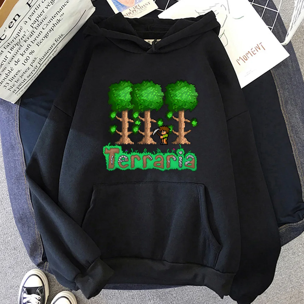 2026new terraria logotipo hoodie pixel estilo jogo de alta qualidade grunge manga longa camisolas roupas confortáveis pullovers com capuz