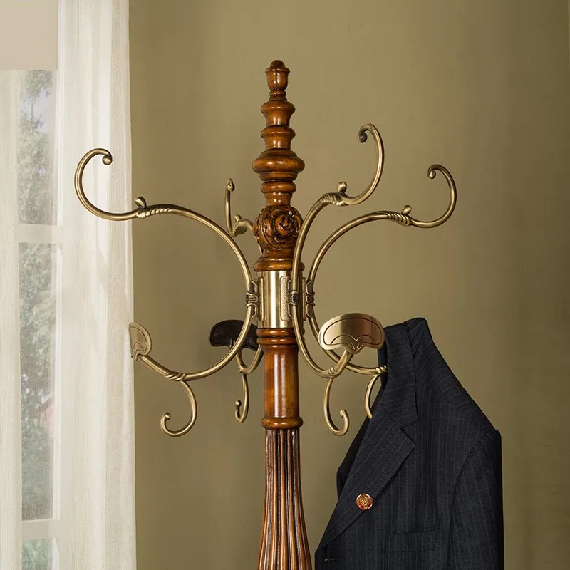 شماعة معلقة على الأرض على شكل زهرة من الخشب الصلب المنزلي، رف ملابس معلق عتيق لغرفة النوم #3