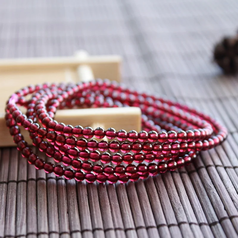 Natural Factory Rose Wine Red Garnet Buddha Beads Multi-Wrap Bracelet