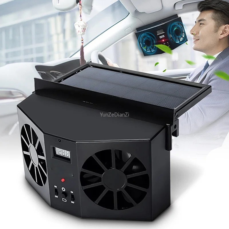 

Solar Car Ventilation Fan Solar Powered Dual Fan Car Front Rear Window Air Vent Cool Cooler Fan Windshield Fan Car Radiator