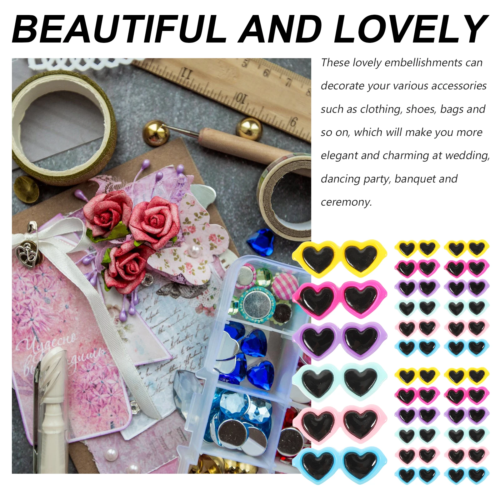 

40Pcs Resin Miniature Glasses Ornaments DIY Crafts Supplies for Jewelry Making Hair Band Charms for Jewelry Making