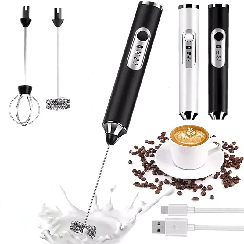 Portable Electric Milk Frother USB Egg Beater Hand Coffee Whisk Rechargeable Foam Mixer Home Kitchen Milk Frother Foaming