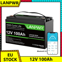 LANPWR 12V 100Ah LiFePO4 Battery Pack, 1280Wh Energy, with 4000+ Deep Cycles & Built-In 100A BMS, with Bluetooth