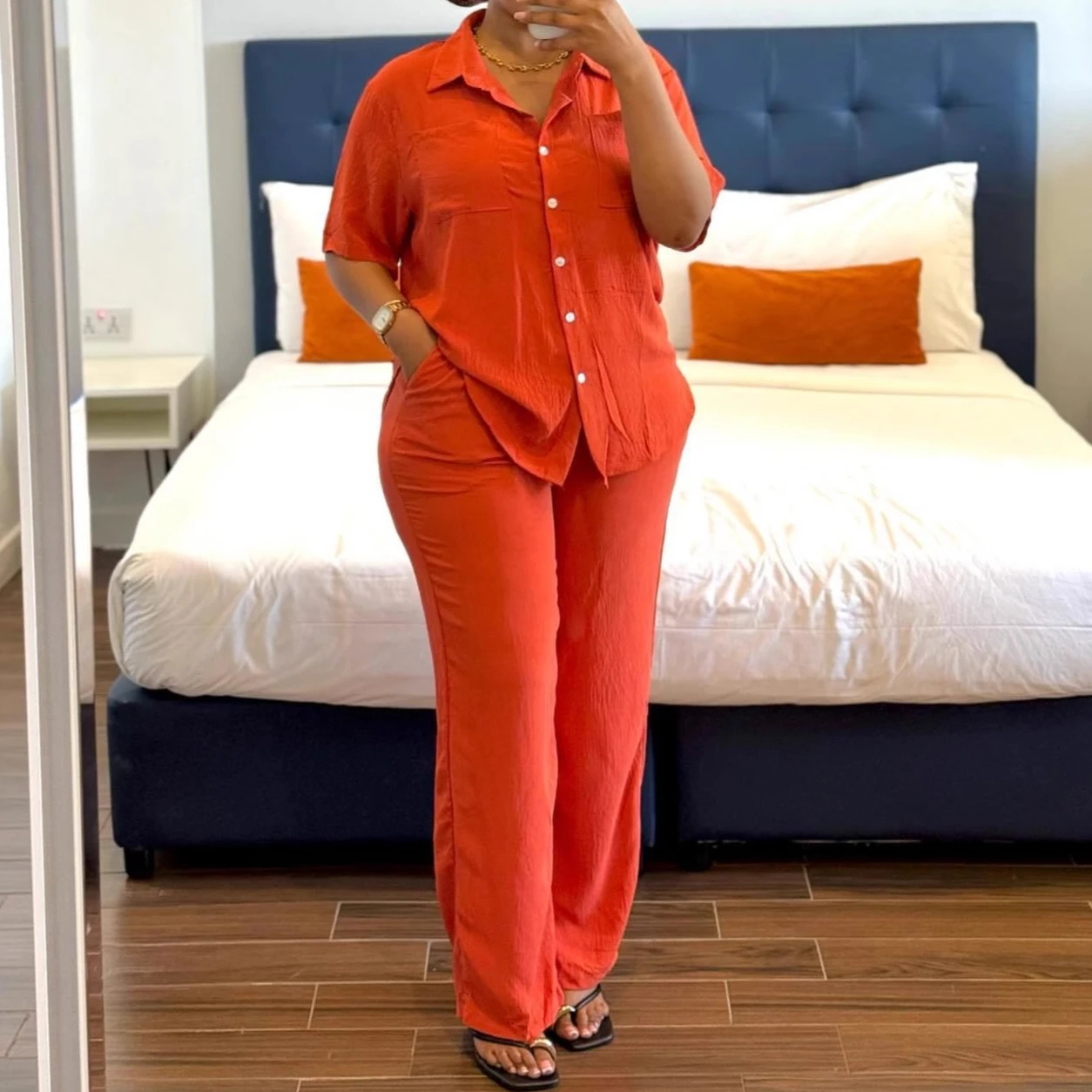 

Two Piece Sets Pant Set Women Turn Down Collar Short Sleeve Shirt Wide Leg Long Pants Casual Loose High Waist Y2k Streetwear