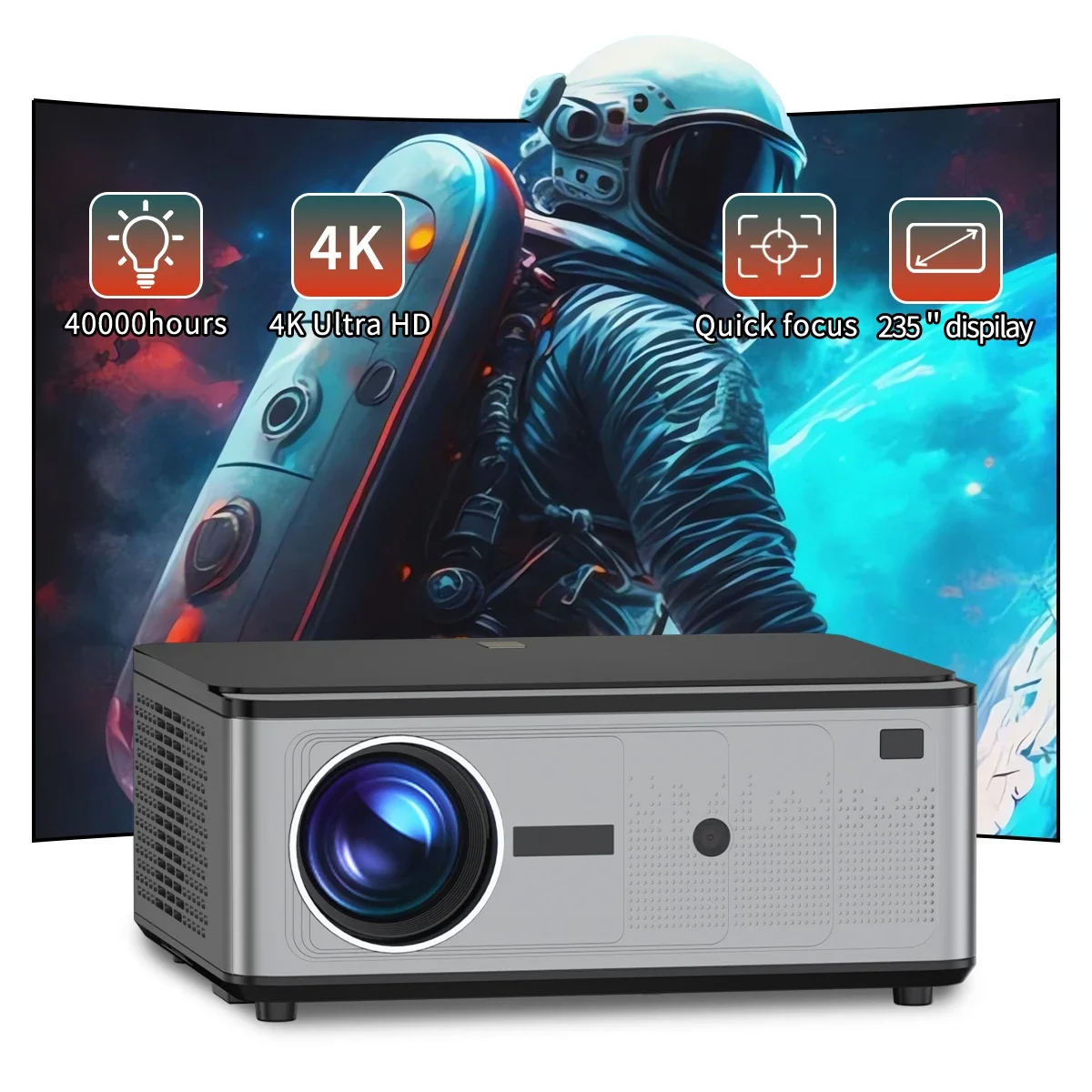 

YYHC-2024 Latest smart portable projector Android 11 Dual Wifi 4K 1080P video home outdoor LED projector