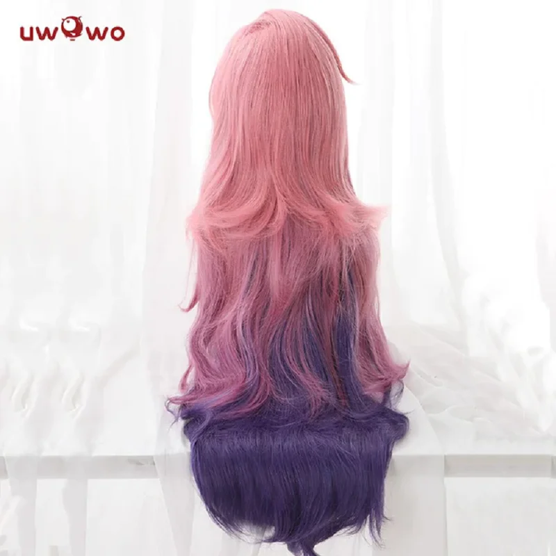 UWOWO 게임 LOL 리그 오브 레전드 가수 세라핀 코스프레 가발, 핑크 긴 머리