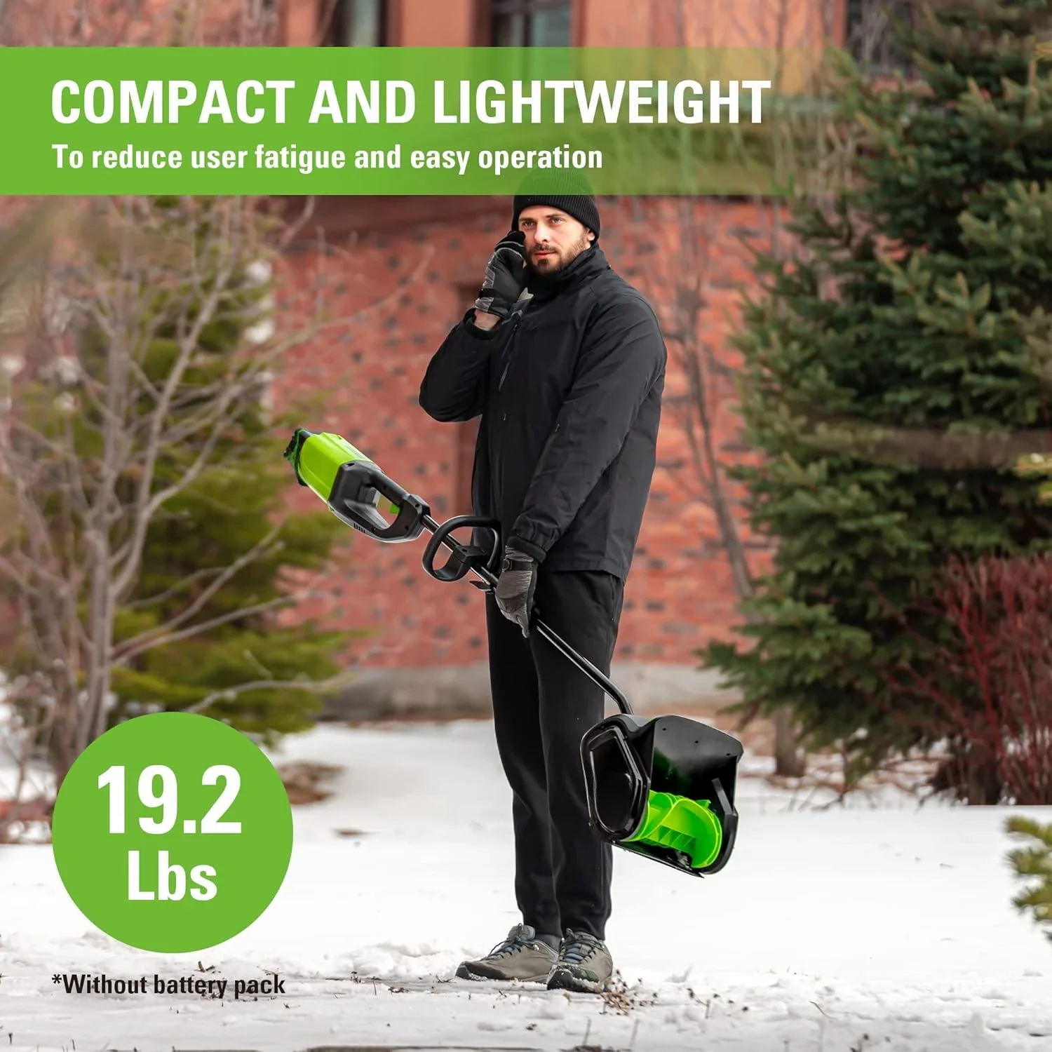 80V (75+ Compatible Tools) 12” Brushless Cordless Snow Shovel, 2.0Ah Battery and Charger